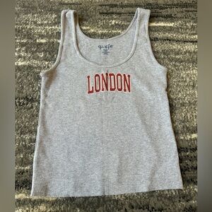 BRANDY MELVILLE John Galt Ribbed London Cropped Tank With Raw Hem